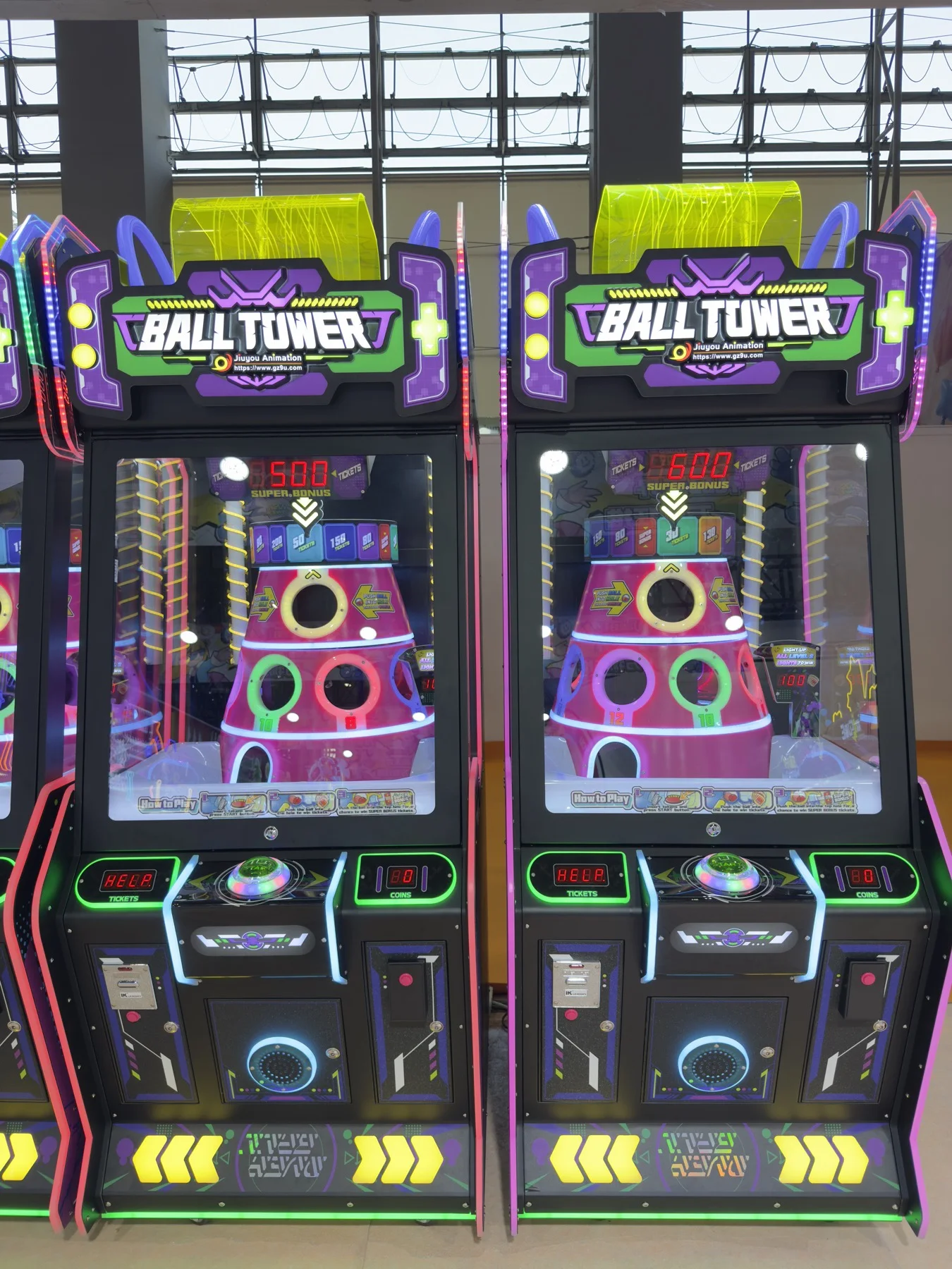 Two Ball Tower ticket redemption games displayed at GTI Guangzhou 2026